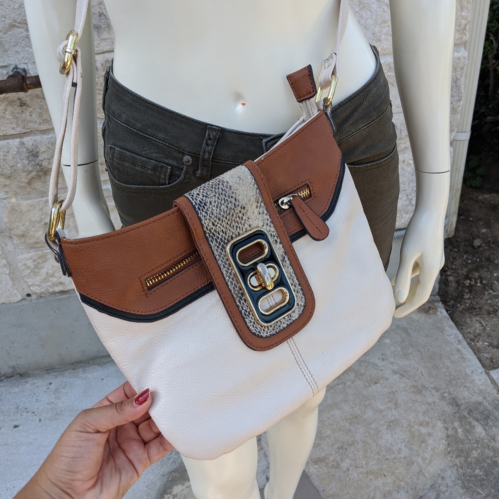 Aldo Faux Snakeskin Brown Leather Cross body *HP* - Picture 5 of 13